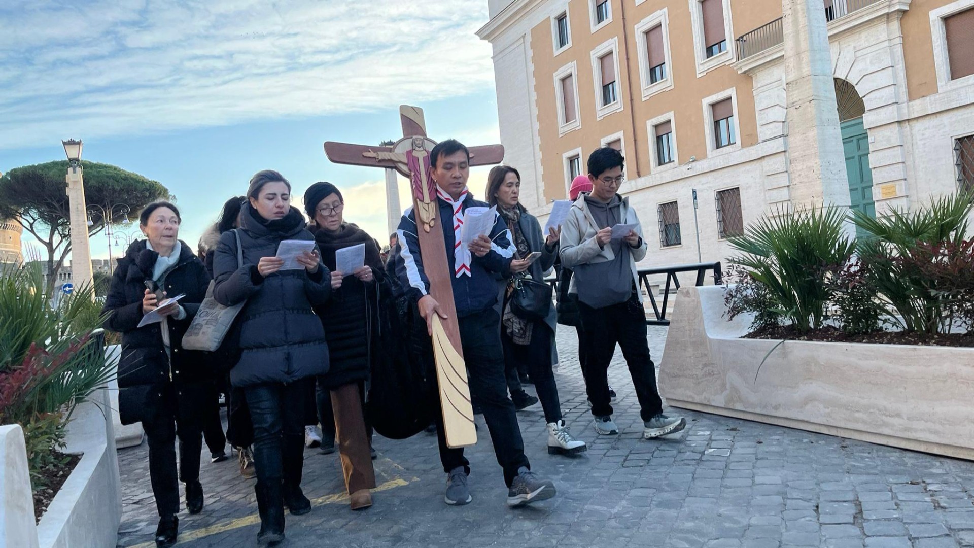 il primo gruppo di pellegrini del Giubileo 2025